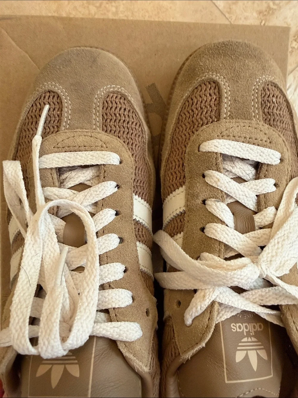 adidas samba OG ‘Cardboard’ color Mesh & Suede Sneakers with White Stripes - Picture 11 of 13